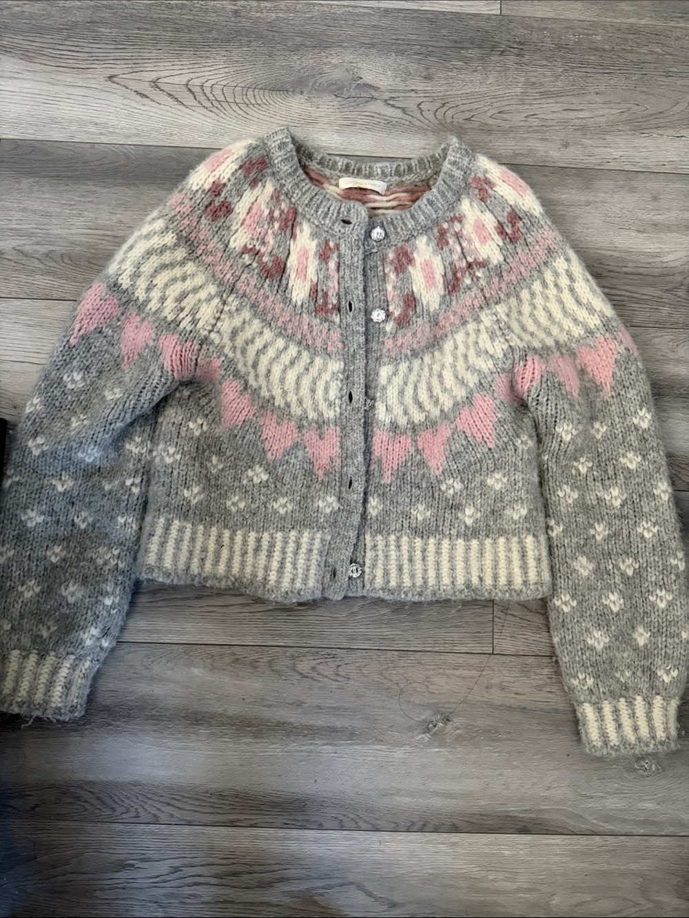 LoveShackFancy Gray and Pink
Patterned Sweater small